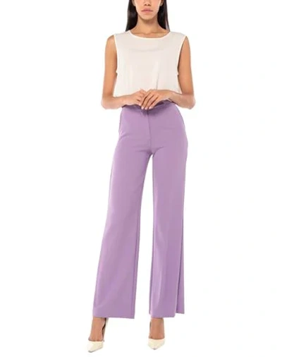 Shop Atos Lombardini Woman Pants Lilac Size 8 Polyester, Elastane In Purple