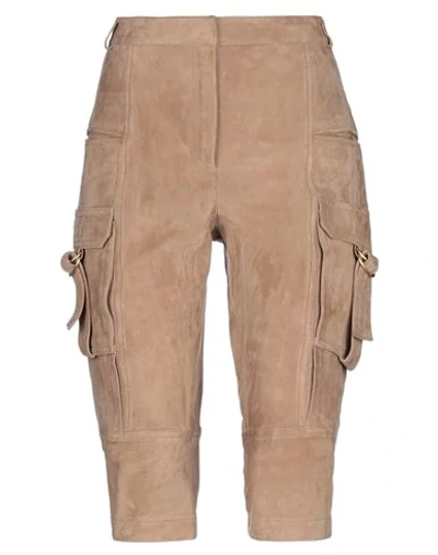 Shop Balmain Cropped Pants & Culottes In Beige