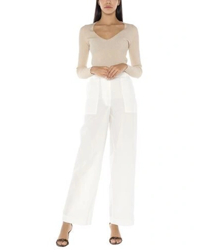 Shop Erika Cavallini Woman Pants White Size 12 Cotton
