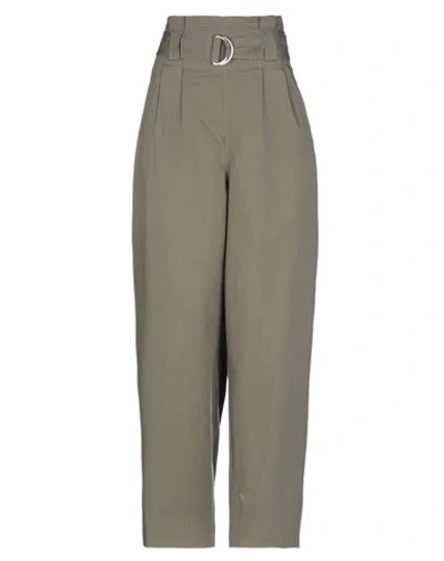 Shop Ganni Casual Pants In Military Green