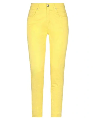 Shop Jijil Woman Pants Yellow Size 26 Cotton, Elastane