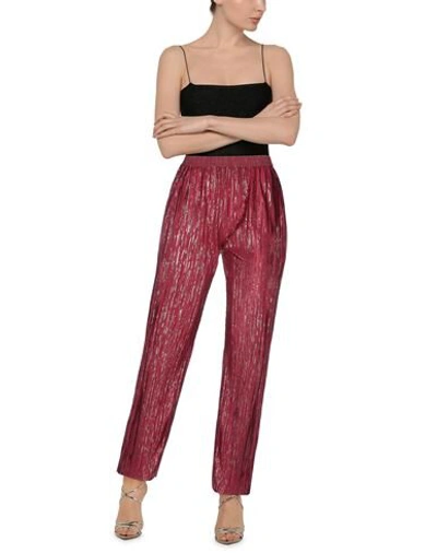 Shop Brand Unique Woman Pants Burgundy Size 2 Polyester, Elastane In Red