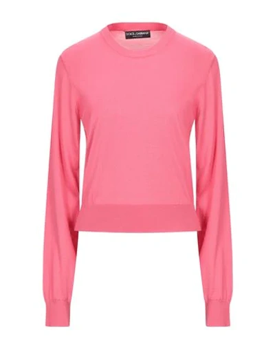 Shop Dolce & Gabbana Woman Sweater Fuchsia Size 12 Silk In Pink