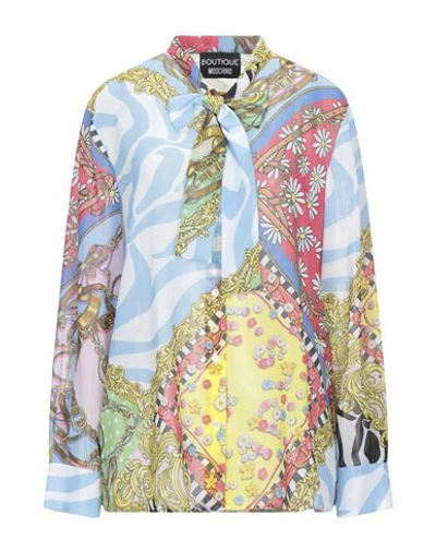 Shop Boutique Moschino Shirts In Sky Blue