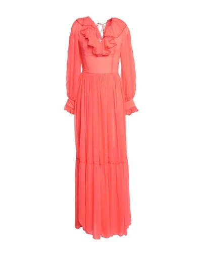 Shop Frankie Morello Woman Maxi Dress Coral Size 8 Polyester, Elastane In Red