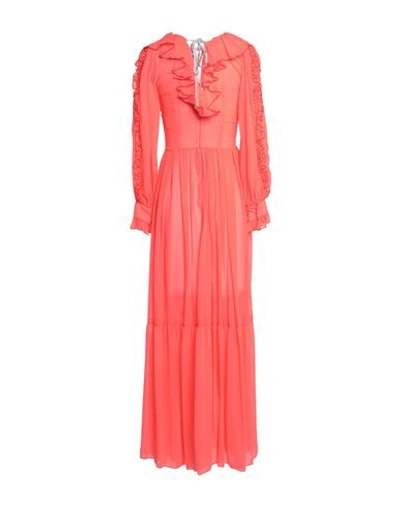 Shop Frankie Morello Woman Maxi Dress Coral Size 8 Polyester, Elastane In Red