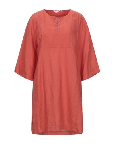 Shop Caliban Woman Short Dress Orange Size 8 Linen