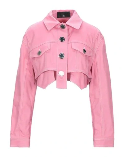 Shop Balmain Woman Denim Outerwear Pink Size 8 Cotton, Elastane