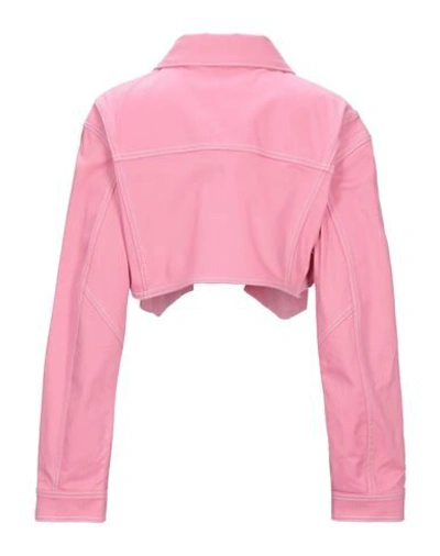 Shop Balmain Woman Denim Outerwear Pink Size 8 Cotton, Elastane