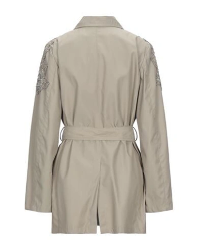 Shop Blumarine Woman Overcoat & Trench Coat Sand Size 10 Polyamide, Cotton, Glass, Polyester, Acrylic In Beige