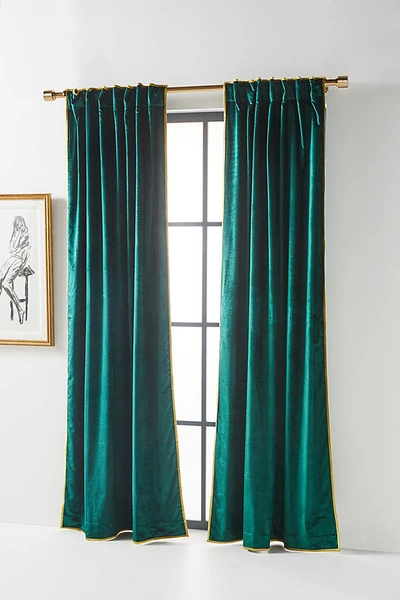 Shop Anthropologie Petra Velvet Curtain By  In Green Size 50" X 96"