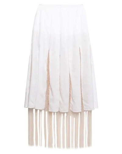 Shop Gabriela Hearst Woman Midi Skirt White Size 6 Linen, Silk