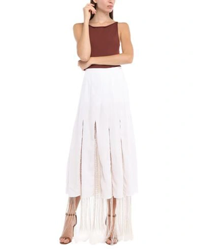 Shop Gabriela Hearst Woman Midi Skirt White Size 6 Linen, Silk