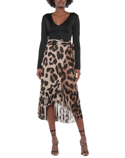 Shop Ganni Long Skirts In Brown