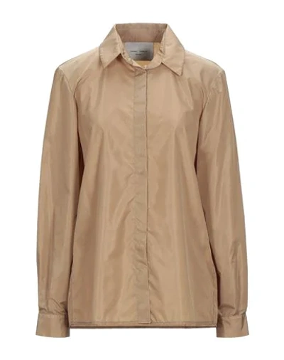 Shop Frankie Morello Woman Shirt Camel Size L Polyamide In Beige