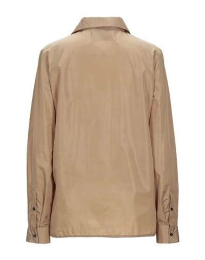 Shop Frankie Morello Woman Shirt Camel Size L Polyamide In Beige