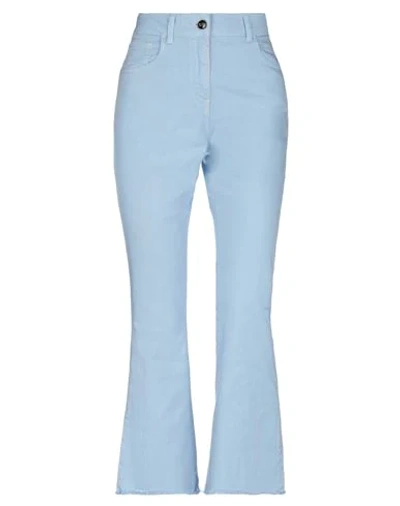 Shop Semicouture Woman Jeans Sky Blue Size 27 Cotton, Elastane