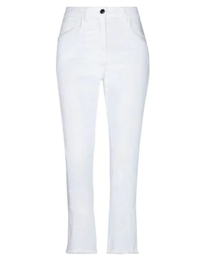 Shop Semicouture Woman Jeans White Size 30 Cotton, Elastane