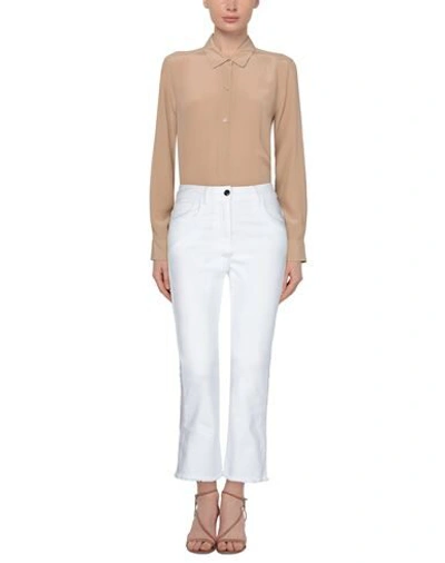 Semicouture White Cotton Blend Jeans In White
