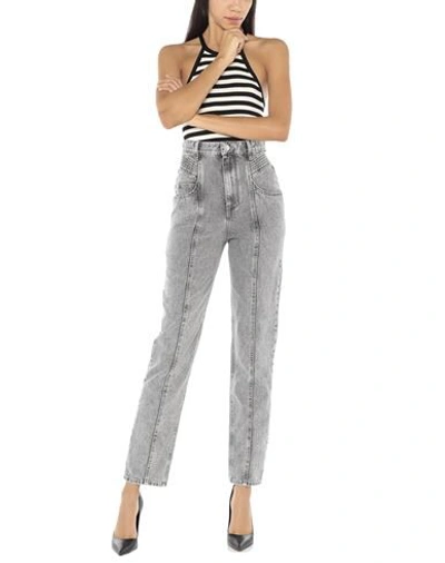 Isabel Marant Étoile Henoya High Waist Cotton Denim Jeans In Grey