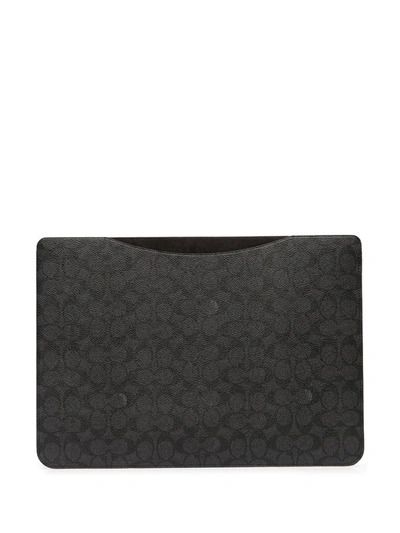 Shop Coach Monogram Laptop Sleeve In Grey