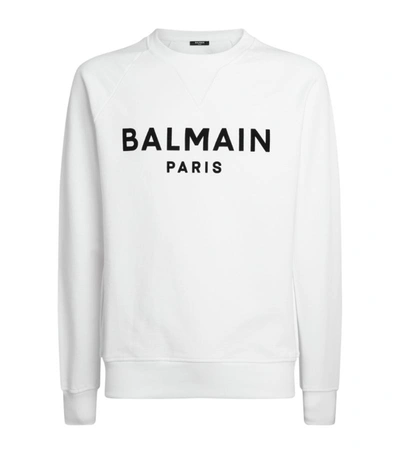 Shop Balmain Cotton Logo Sweatshirt