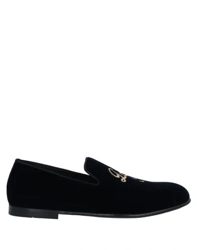 Shop Dolce & Gabbana Man Loafers Midnight Blue Size 7.5 Textile Fibers