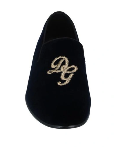 Shop Dolce & Gabbana Man Loafers Midnight Blue Size 7.5 Textile Fibers