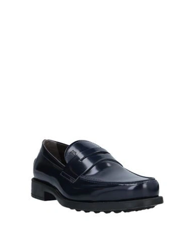Shop Tod's Man Loafers Midnight Blue Size 8 Leather