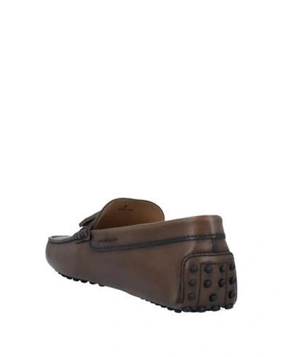 Tod's Man Loafers Dark Brown Size 6.5 Leather In Beige