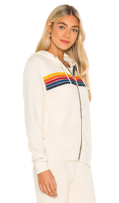 Shop Aviator Nation 5 Stripe Hoodie In Vintage White