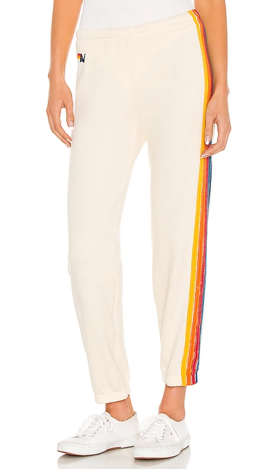 Aviator Nation 5 Stripe Sweatpant In Vintage White