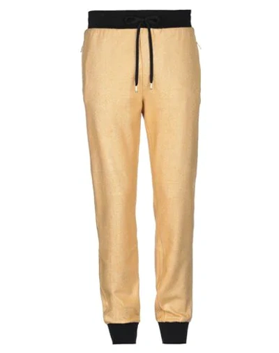 Shop Dolce & Gabbana Man Pants Gold Size 40 Cotton, Silk, Elastane