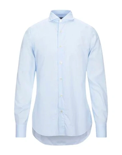 Shop Finamore 1925 Solid Color Shirt In Sky Blue
