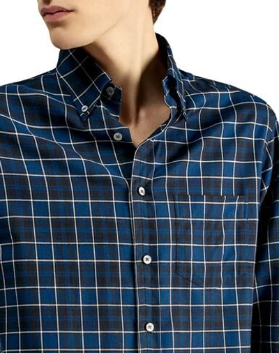 Shop Dunhill Man Shirt Midnight Blue Size Xl Cotton In Dark Blue