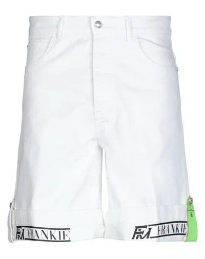 Shop Frankie Morello Man Denim Shorts White Size 34 Cotton, Elastane