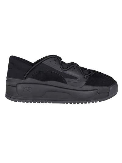 Shop Y-3 Black Leather Hokori Ii Sneakers