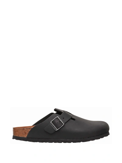 Shop Birkenstock Boston Sandal In Black Leather In Nero