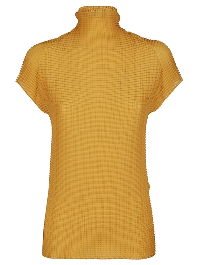 Shop Issey Miyake Yellow Stretch T-shirt In Beige