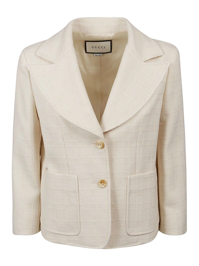 Shop Gucci Checked Blazer In Oat Flour