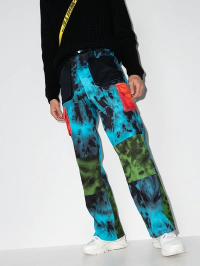 Shop Agr Black Tie-dye Cargo Trousers