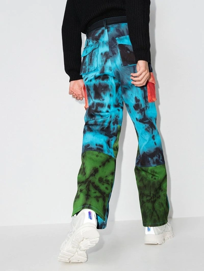 Shop Agr Black Tie-dye Cargo Trousers