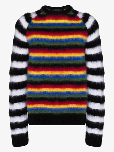 Shop Agr Brushed Stripe Knit Sweater In B+w Arms
