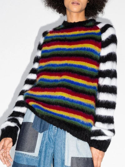 Shop Agr Brushed Stripe Knit Sweater In B+w Arms