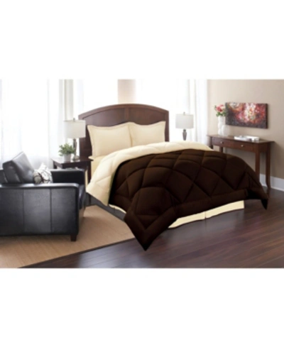 Shop Elegant Comfort Reversible Down Alternative 3 Pc. Comforter Sets, Full/queen In Brown