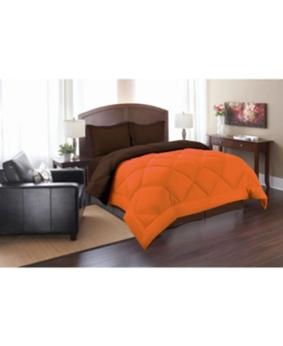 Shop Elegant Comfort Reversible Down Alternative 3 Pc. Comforter Sets, King/california King In Orange
