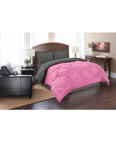 Shop Elegant Comfort Reversible Down Alternative 3 Pc. Comforter Sets, King/california King In Pink