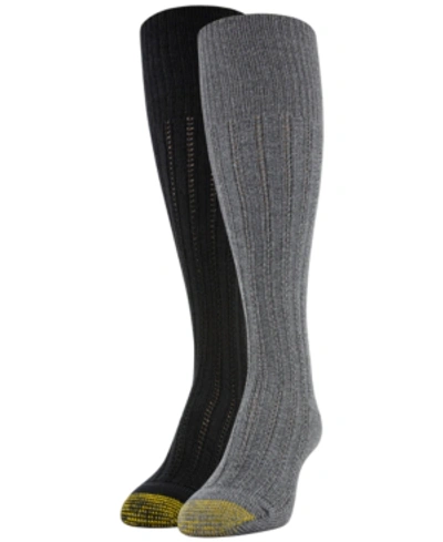 Shop Gold Toe Women's Eco Tuck-stitch 2pk Knee High Socks In Oatmeal, Grey