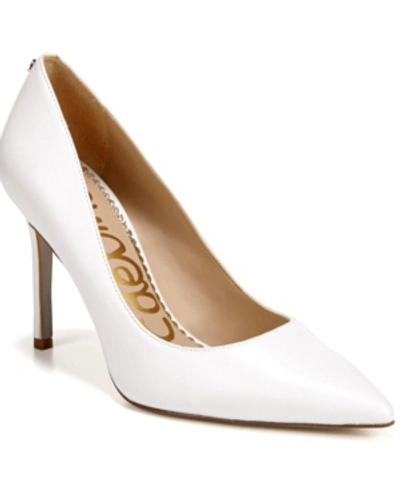 Shop Sam Edelman Women's Hazel Pumps In Bright White Leather