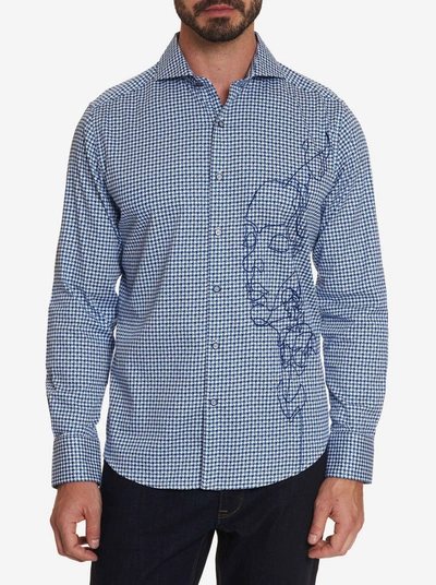 Shop Robert Graham Face Off Embroidered Sport Shirt In Blue
